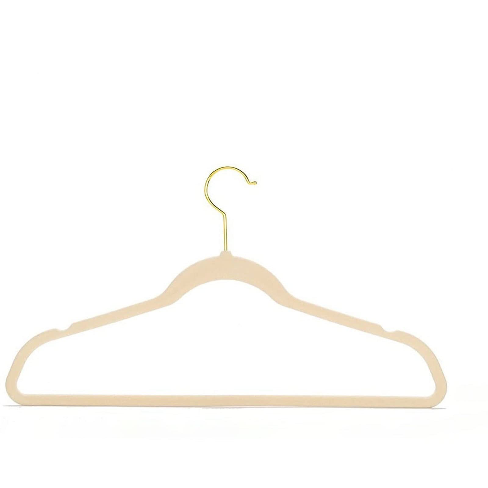 JINGYAN Standard Hangers 45CM Seamless Flocking New Golden Hook Hanger Dry and Wet Wardrobe Storage Adult(Brass)