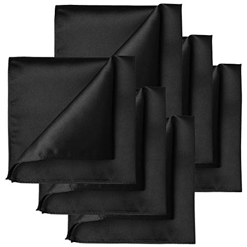 Image of KissTies 6PCS Satin Pocket Square Plain Color Handkerchief Gift Set