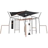 Vuly XL Quest Monkey Bar Jungle Gym Outdoor Kids Backyard Playset with Punching Ball, Rings, Ropes, Flying Fox, Boxing Bag, and XL Quest Shade Cover