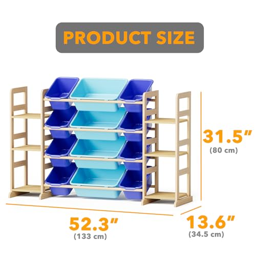 SpaceAid Toy Storage Organizer with 6 Shelves and 12 Bins, Toy Organizers Storage Bookshelf, Kids Bin Shelf Toys Box Bookcase for Bedroom Playroom Organization Room Decor, Blue and Navy Blue