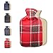 Price comparison product image Ram® 2L Litre Large Hot Water Bottle with Soft Fleece Cover Tartan Hot Water Bottles With Cover