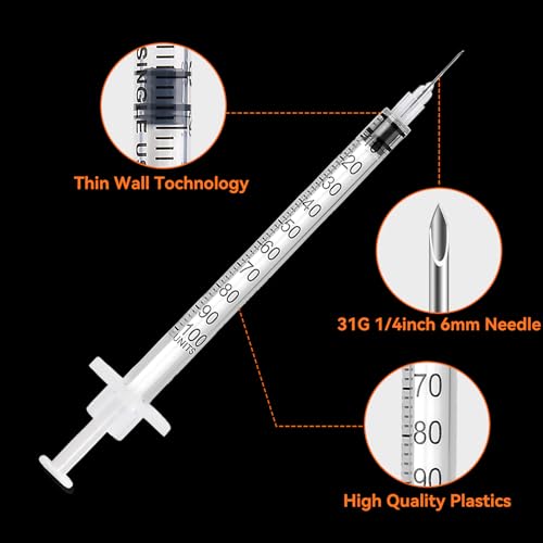 30 PACK U-100 Syringes 30G 5/16\" (8mm) 1ml/cc, Disposable Syringe, Lab Supplies, Individual Wrapped - Thumbnail 7