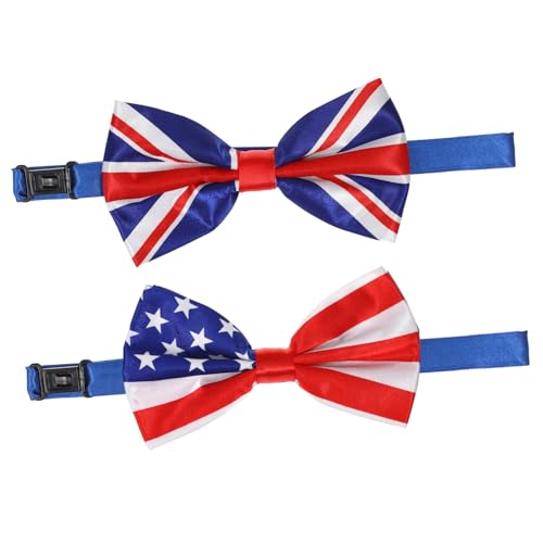 FOMIYES 2pcs Patriotic Bowtie for Men Usa Flag Print Bowknot Neckwear for Weddings Parties and Festivals Classic Design with Smooth Finish