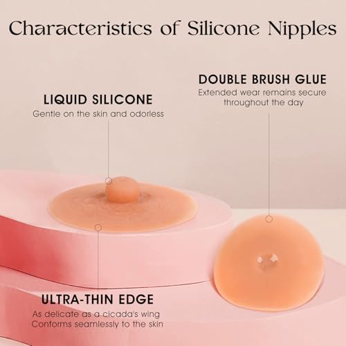 Vollence Adhesive Silicone Nipples Reusable Attachable Nipple for Breast Forms2