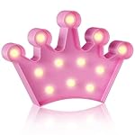 YiaMia Crown Pink Room Decor - Princess Decor for Girls Room, Battery Powered Night Light