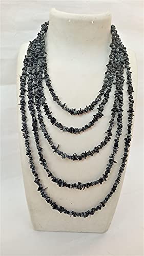 Collier 350 cts en obsidienne flocon de neige véritable - 3
