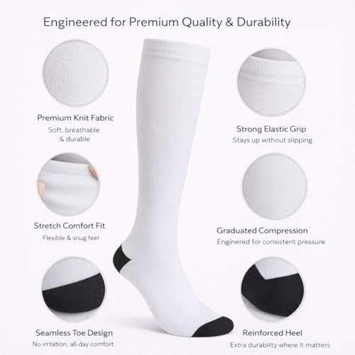 Image of Diamond Star 6 Pairs Compression Socks for Men & Women, Knee High Socks