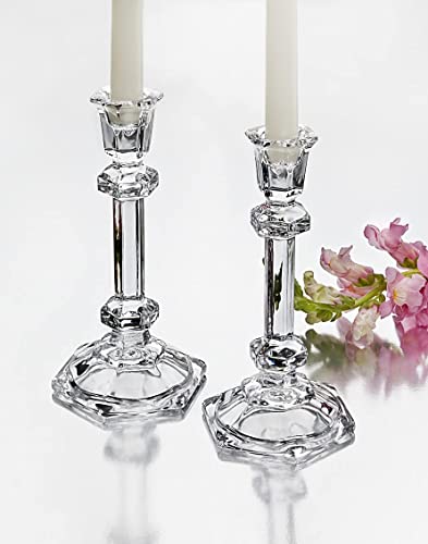 Octagon Crystal Candlesticks – Conjunto com 2