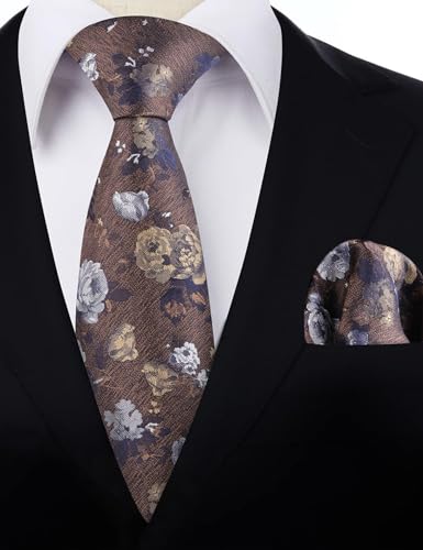 Image of Alizeal Mens 3.15'' Colorful Flower Pattern and handkerchief Necktie Set