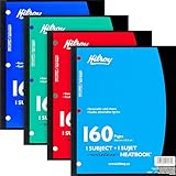 Hilroy Neatbook 1-Subject Notebook, Wireless, 8” x 10.5”, 160 Pages/80 Sheets, Assorted Colours, 1 Notebook, Colour May Vary (05627)