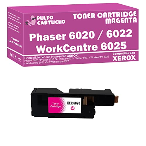 Pulpo Cartucho - Toner 6020/6022 Magenta Compatible con Xerox 106R02757 - Valido para Impresoras Xerox Phaser 6020/6020 Bi / 6022/6027 / Workcentre 6025/6025 Vbi / 6027 Cover