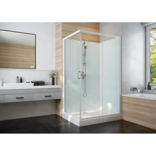 Cabine de douche 100x80cm IZIGLASS 2 rectangulaire portes d'angle coulissantes verre transparent