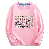 [ビューテ] マインクラフト 子供服 長袖Tシャツ 春秋 キッズ 男の子 女の子 綿100% 可愛い パジャマ 丸首 プリント トップス ピンク 120CM