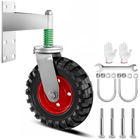 Yuxitia 8inch Gate Wheel,Gate Wheels for Metal Tube Gate Smoothly Maneuver Your Wooden or Metal Tube Gate 360 Rotating Heavy Duty Gate Caster, Heavy Duty Gate Wheel Gate Hardware Kit Cover