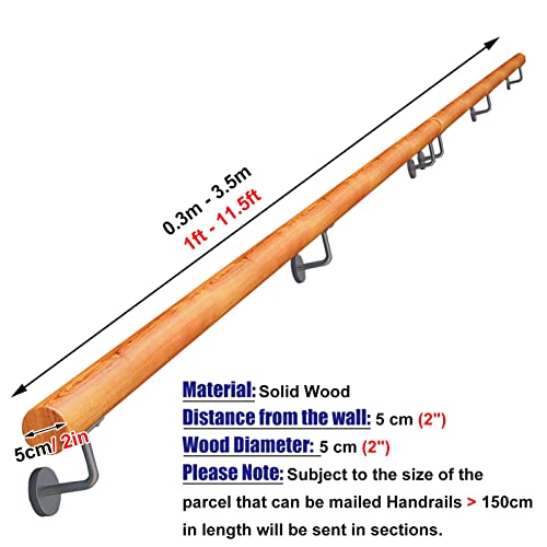 Rambarde murale en bois massif avec fixations pour escalier - 4