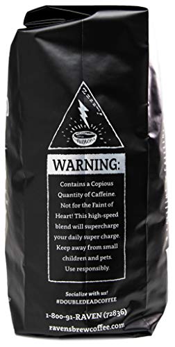 Raven's Brew Coffee High Caffeine Coffee Dark Roast Whole Bean – Double Dead 2Lb #TOP5