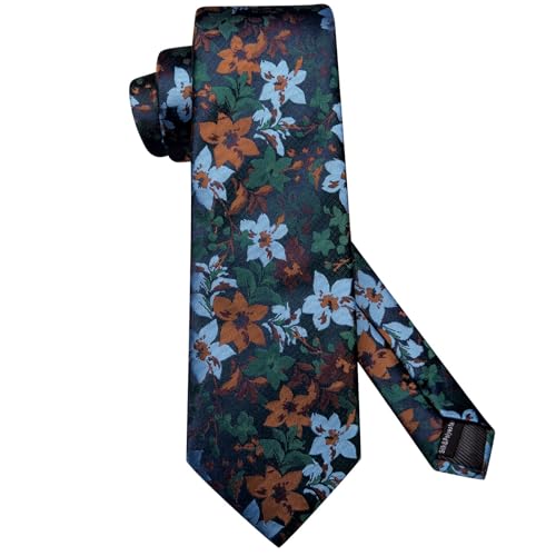 Image of Dubulle Mens Tie Set Solid Paisley Silk Striped Necktie for Men with Cufflinks Tie and Pocket Square