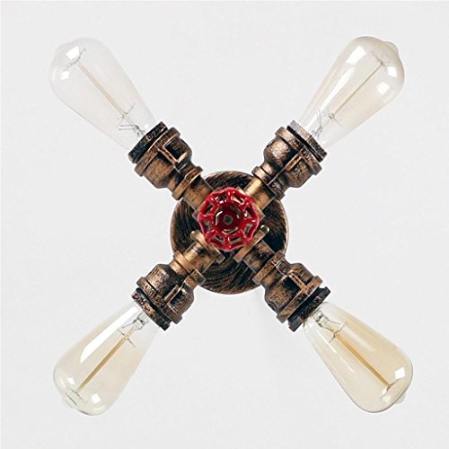 Chandelier industriel tuyau d'eau plafonnier vintage E27 - 3