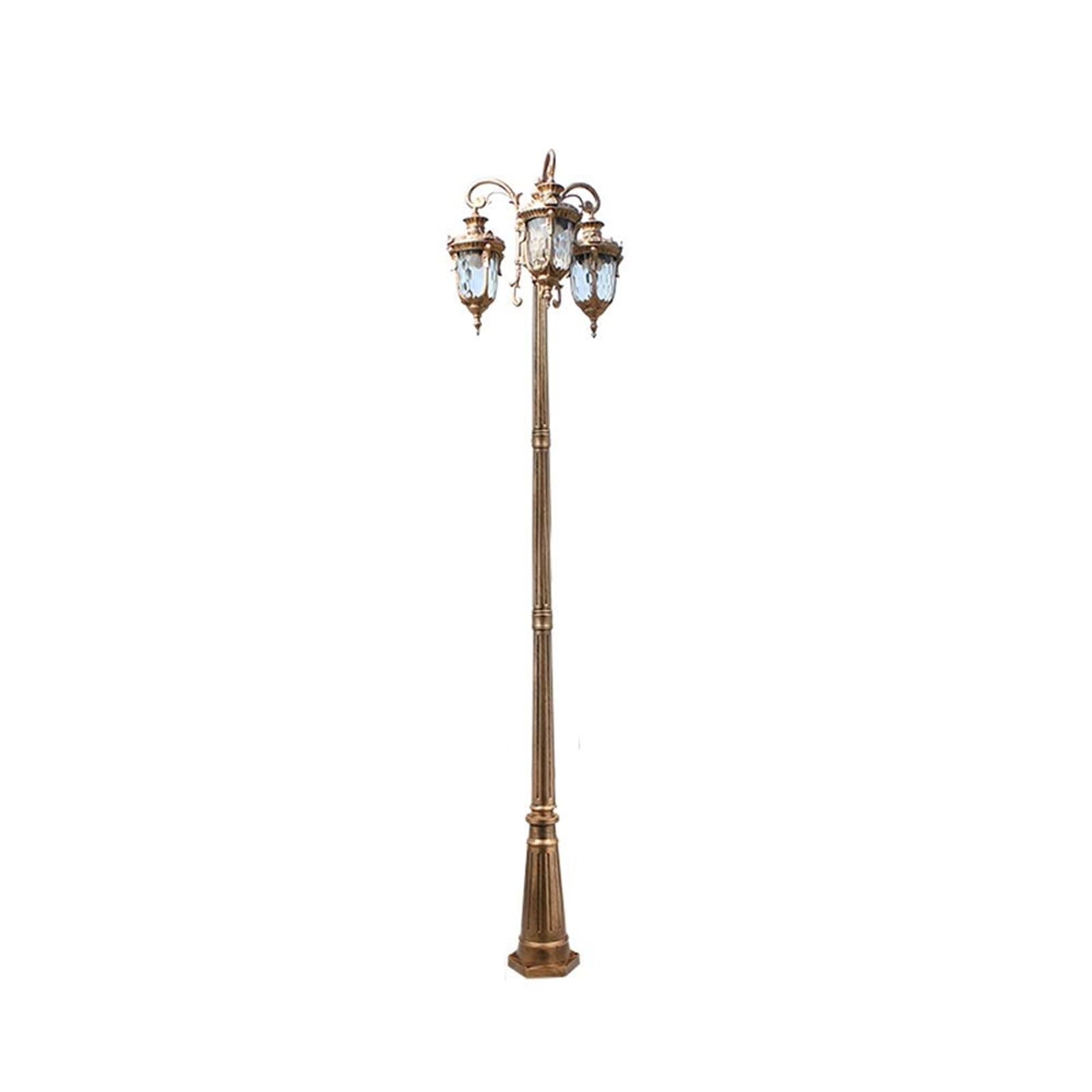 QUSYZD Solar Post Lights Outdoor Lamp Post Light, European Vintage Outdoor Ip54 Waterproof Street High Pole Pillar Light E27 3-Lights Glass Die-Cast Aluminum Landscape Path Way,Height 2.9m