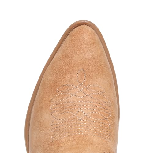 Image of IXU Cowboy Boots for Women Ankle Cowgirl Booties Wide Mid Calf Pointed Toe Western Boots Short Chunky Classic Booties