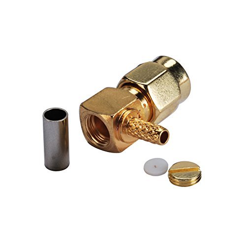 5pcs Rf Wire Coaxial Cable Terminal Copper Alloy Connector SMA Plug Right Angle Crimp for Rg174 Rg316 Lmr100 Ships from USA
