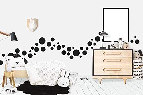 Assorted Size Polka Dot Decals -180pcs Black Dot Mix Wall Decals for Room Decoration Vinyl Decor by Bugybagy (Matte Black)