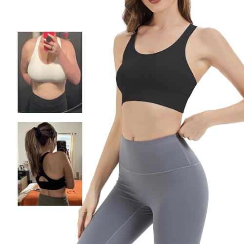 Nabawa Racerback Sports Bras for Women High Impack Adjustable High Support Sports Top Unpadded Seamless Workout Yoga Gym Bra,Black M - Image 6
