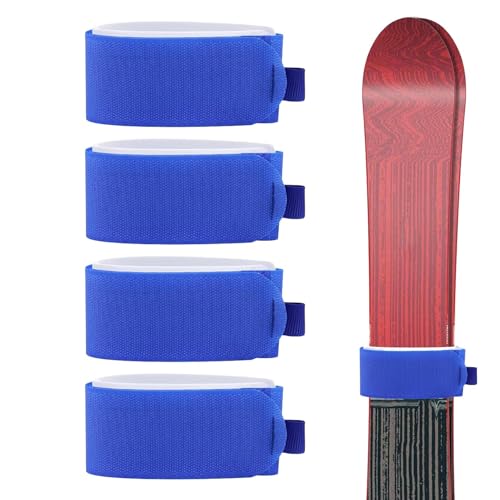Ski Fastener Straps - Adjustable Ski Board Wraps | Nylon Straps Ski Wraps | 4PC Ski Carrier Strap | Carrying Strap Pole Carrier | Ski Fastener Straps | Skateboard Fastener for Families Winter Holiday