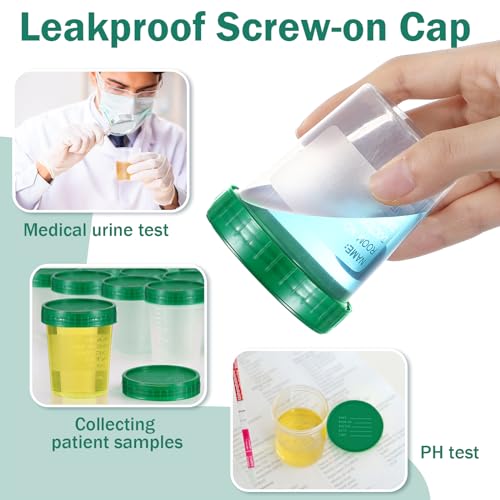 Image of Geiserailie 100 Pcs Urine Cups 4oz Disposable Specimen Container,Green