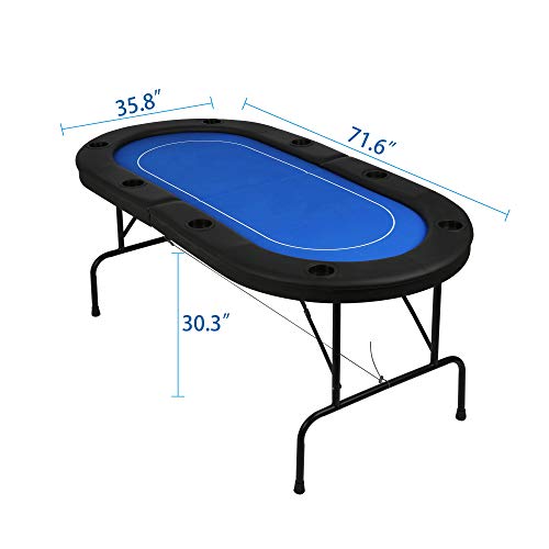 Vilobos Folding Poker Table Texas Holdem Poker Multiple Players Casino Games Blackjack Baccarat -Blue (Texas Holdem Poker)
