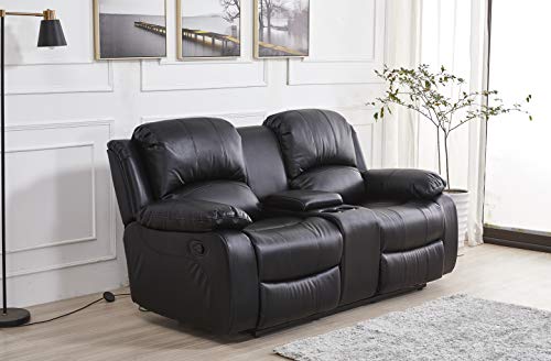 Betsy Furniture 3Pc Bonded Leather Recliner Set Living Room Set, Sofa, Loveseat, Chair 8018 (Black, Living Room Set 3+2+1) #TOP2