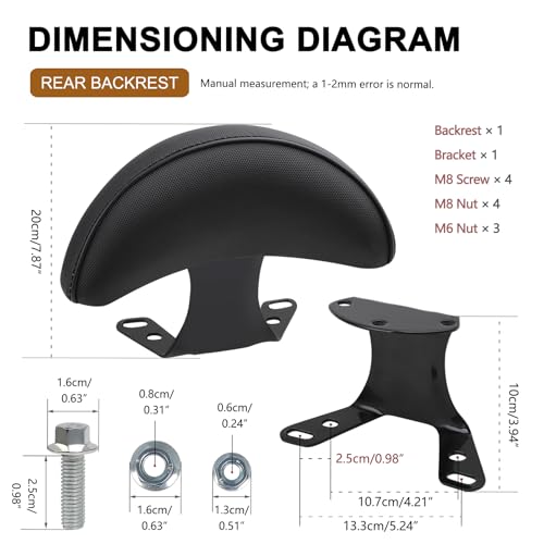 Image of Mokuo Motorcycle Rear Backrest Driver Backrest in Soft Sponge Material Compatible with Chinese GY6 Scooter Mopeds Jonway Sunl
