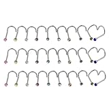 CALLARON 30 piezas Pendientes Nasales de Acero con Incrustaciones de de para Perforación Corporal Unisex Joyería Mixta para Nariz Elegante y Duradera
