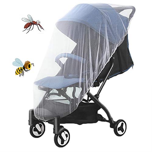 Moustiquaire Poussette Universelle Filet Anti-moustique pour Siège Auto Lit Parapluie Protection contre Insectes Moustique pour BéBés Blanche