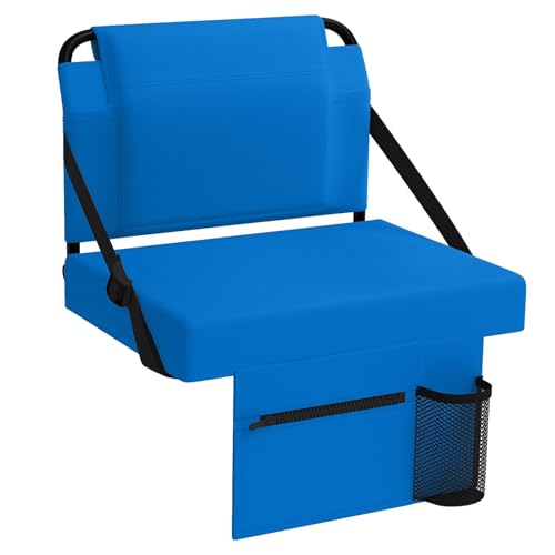 janiry Stadium Seat for Bleachers with Back Support,Portable Bleacher Chairs with Back and Cushion，Blue