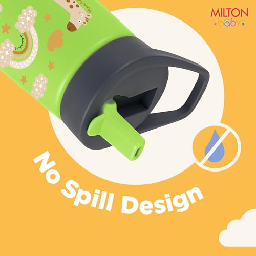 Image of Milton Baby Spout Sipper,No-Spill Design,BPA-Free,Food-Grade Material,Microwave-Sterilizer Safe,Easy-Grip,Smooth Open-Close Action,Lightweight,Ideal sipper water bottle for kids 12+Month, 420 ml,Green