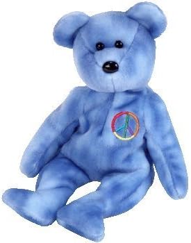 TY Beanie Baby - PEACE 2003 the Bear (Blue Version - Non-Colored Peace Sign ) (UK Exclusive) by Ty