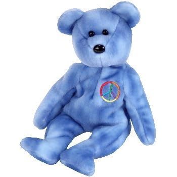 beanie baby with peace sign