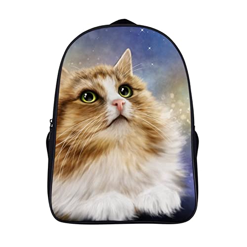 Mochila para niños y adultos con estampado de gato un diseño 3D unisex de 40x28x16cm