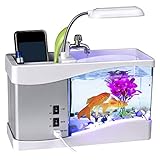 acuario para escritorio 6 modos de sonidos de naturaleza tranquilos, como sonidos de ranas, sonidos de pájaro, sonidos de agua, etc.