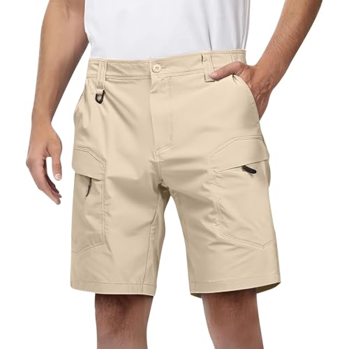 Cargo Shorts for Men Lightweight Quick Dry Elastic Waist Hiking Shorts Casual Summer Running Short with Zipper Pockets Mens Casual Short Relaxed Fit Tactical Cargo Pants Outdoor Summer Clothes