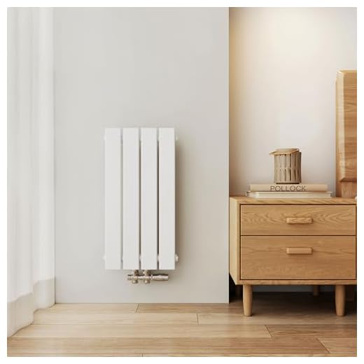 EMKE Radiador Compacto, 600x300 mm, Estrecho y Alto para Baño, Radiador Mural con Panel Plano, Conexión Central, Diseño Elegante, 233 Vatios, Blanco