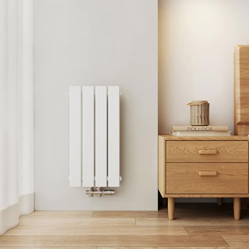 EMKE Heizkörper Klein 60x30 cm, Vertikal Heizkörper Flach Badezimmer Flachheizkörper Mittelanschluss Design Paneelheizkörper Einlagig Wandheizkörper 233 Watt Weiß