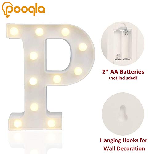 Pooqla LED Marquee Letter Lights Sign, Light Up Alphabet Letter for Home Party Wedding Decoration P - Thumbnail 3