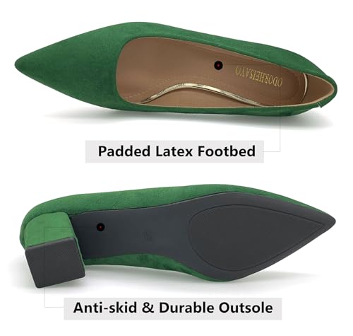 ODORHEISAYO Womens Pointed Toe Pumps Shoes Block Heel Low Chunky Heels, Slip On Closed Toe Heeled Dressy Shoes for Work Dress Office Wedding Party3