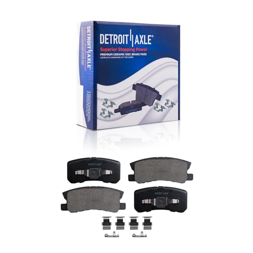 Image of Detroit Axle - Brake Pads for 2013-2014 Chrysler 200 Dodge Avenger, 2008-2009 Caliber, Front and Rear Ceramic Brake Pads with Hardware Replacement
