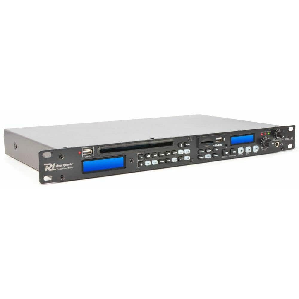 Power Dynamics PDC-35 DJ Party PA Media-Player-Rekorder CD-Player (USB-SD, Aufnahmefunktion, 19 Zoll - 1HE Rack-Einbau) schwarz