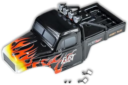 FURITEK Fury Wagon Body for FURITEK FX118 - Remote Control CAR, RC Crawler 1/18 Body Shells (HELIDIRECT) (Black with Flames)
