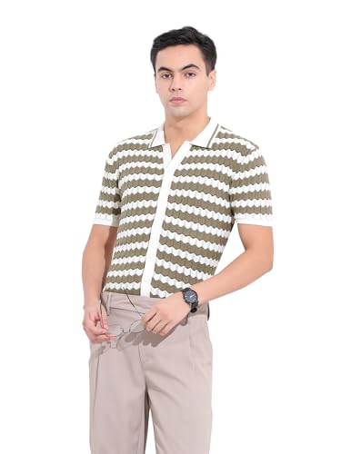 Chemise tricot plat homme manches mi-longues mode décontractée texturée
