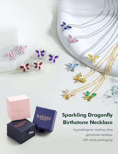 Dainty Dragonfly Necklace 14K Gold Plated/Sterling Silver Birthstone Necklaces for Women Gemstone Cute Dragonfly Pendant Necklace Dragon Fly Jewelry4
